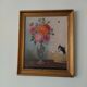 Old panel painting - Kitten and Flowers - Signed Léon Chevalier