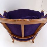 French bergere armchair - New mauve velvet upholstery