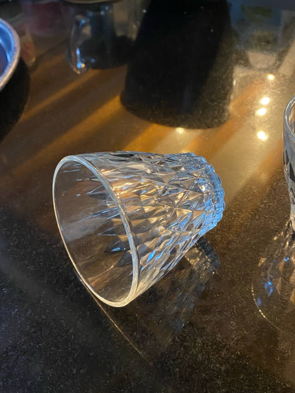 4 Vereco diamond-pointed glass glasses from the 60s