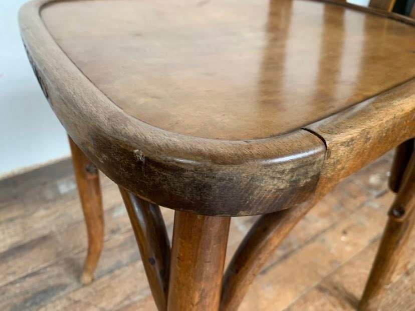 Series of 6 old light wood bistro chairs