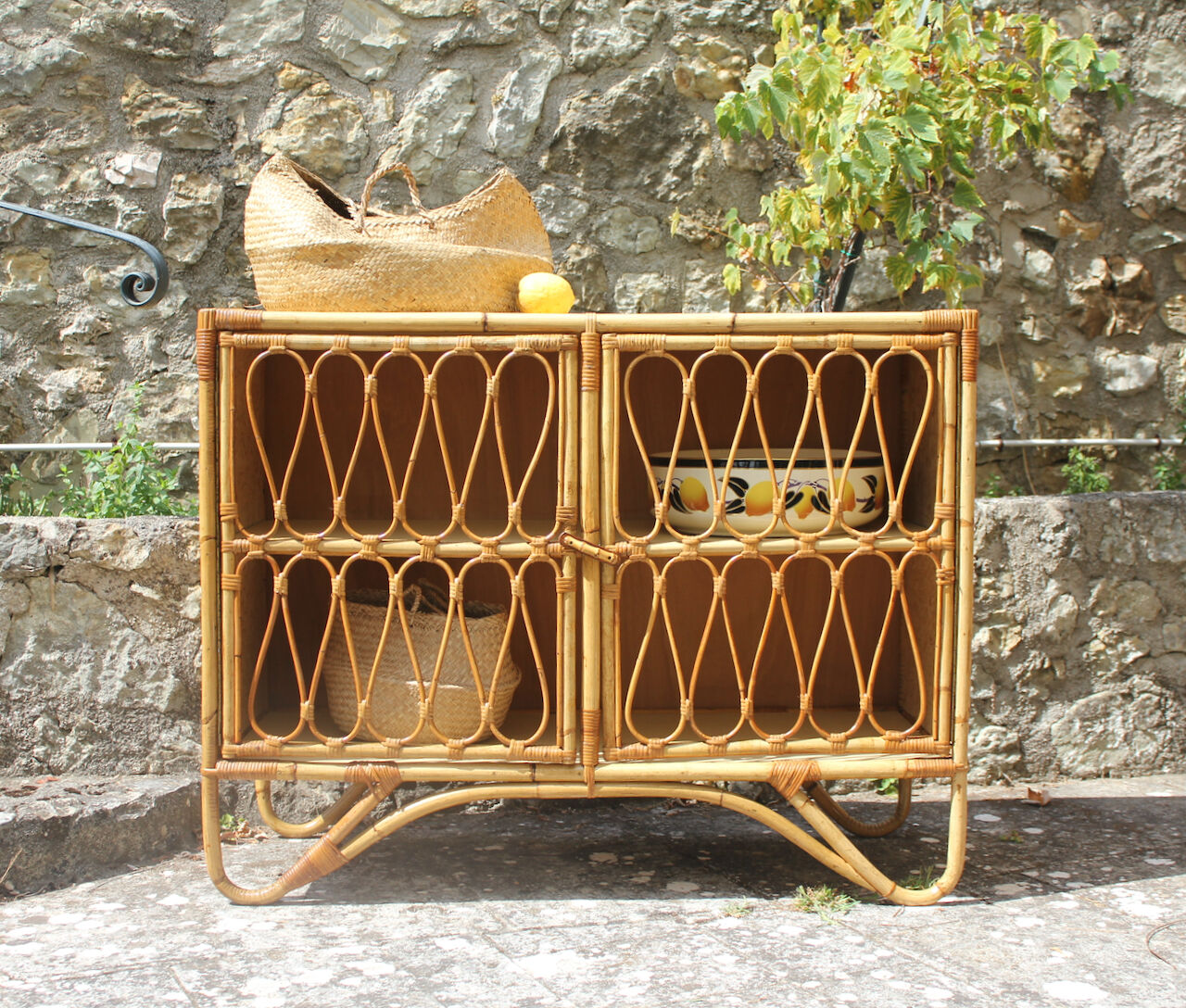 Vintage rattan buffet