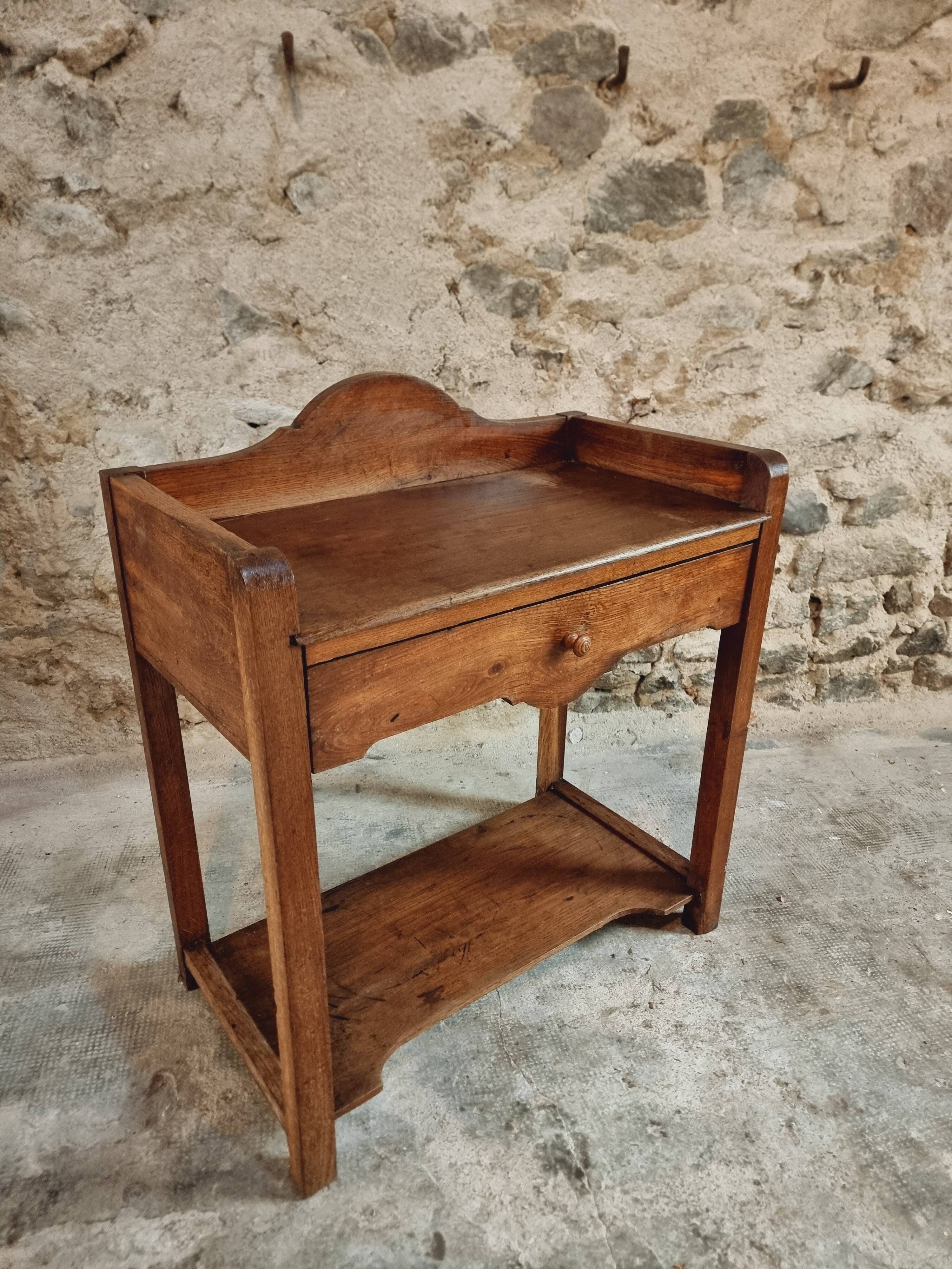Antique Oak Washbasin Console – 1900-1920