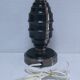 Art Deco metal lamp base with black and silver patina