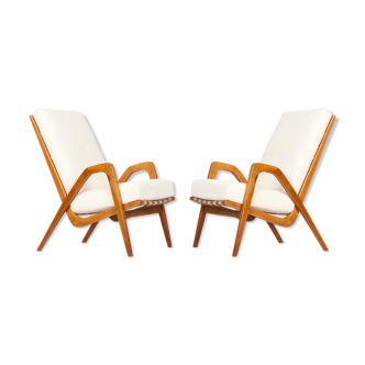 Midcentury Boucle Armchairs by Jan Vanek for ULUV, 1960s, Set of Two