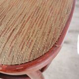 Vintage Italian Bistro Chairs - 1980s Reddish Wood, Brown Fabric - Set of 6