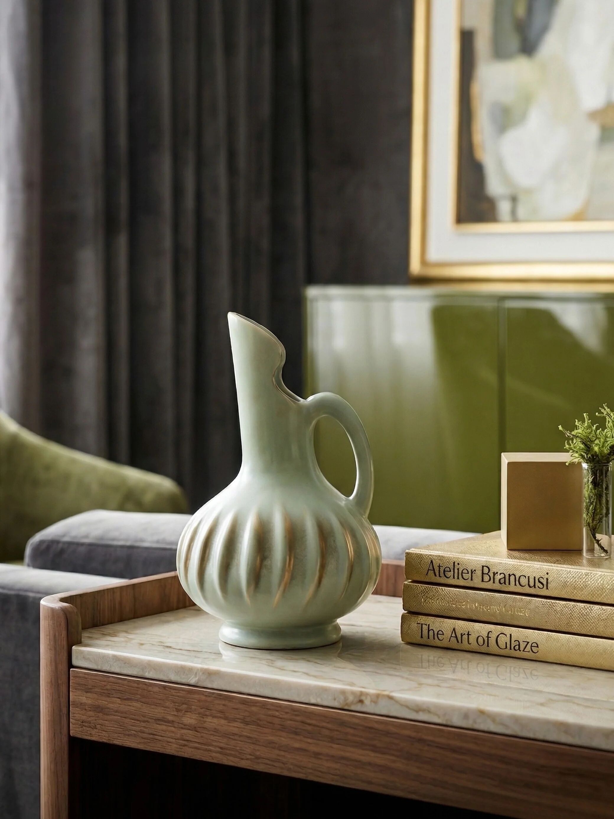 Ceramic vase B. Letalle Saint-Clément – model 9002 – celadon green – 18 cm