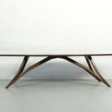 Mid century style curved american nut coffee table