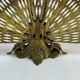 Vintage French brass fire screen, peacock design, 20th century.