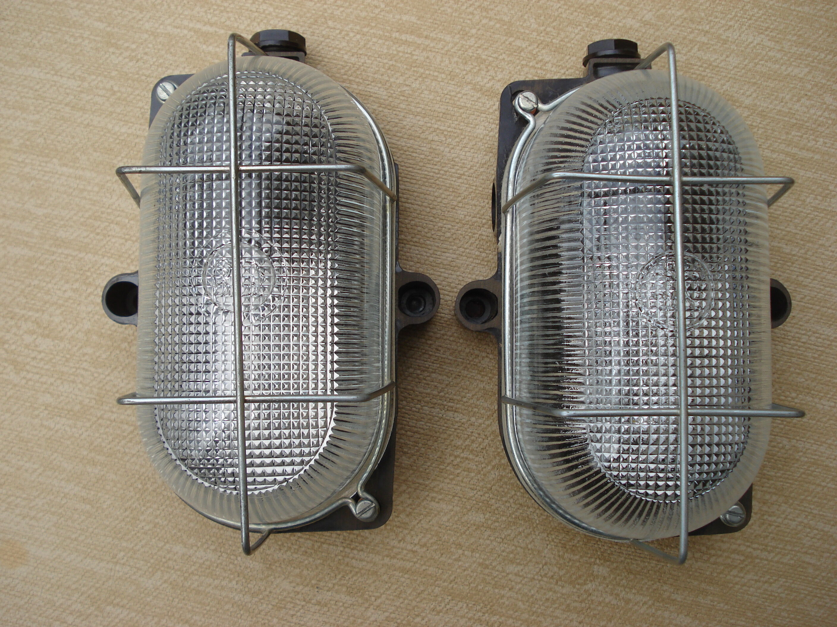 Pair hublots old industrial lighting