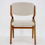 1970s ludvík volák four bentwood dining chairs in boucle fabric, czechoslovakia