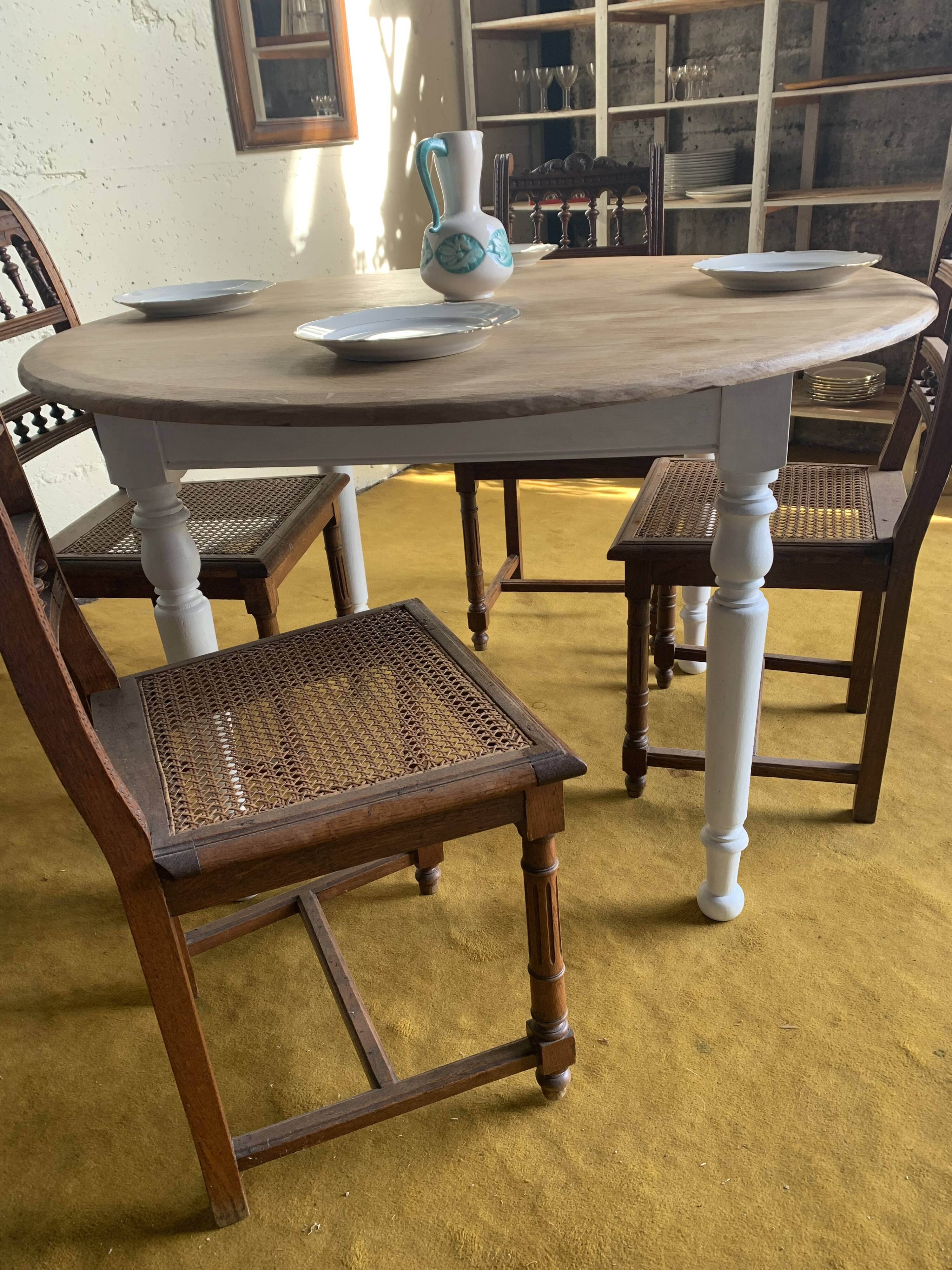 Round raw wood table