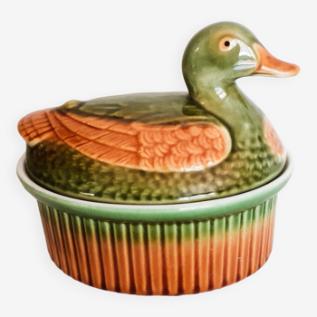 Vintage duck terrine, glazed earthenware baking dish