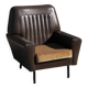 Vintage 60s armchair in brown skai and mustard fabric – restored