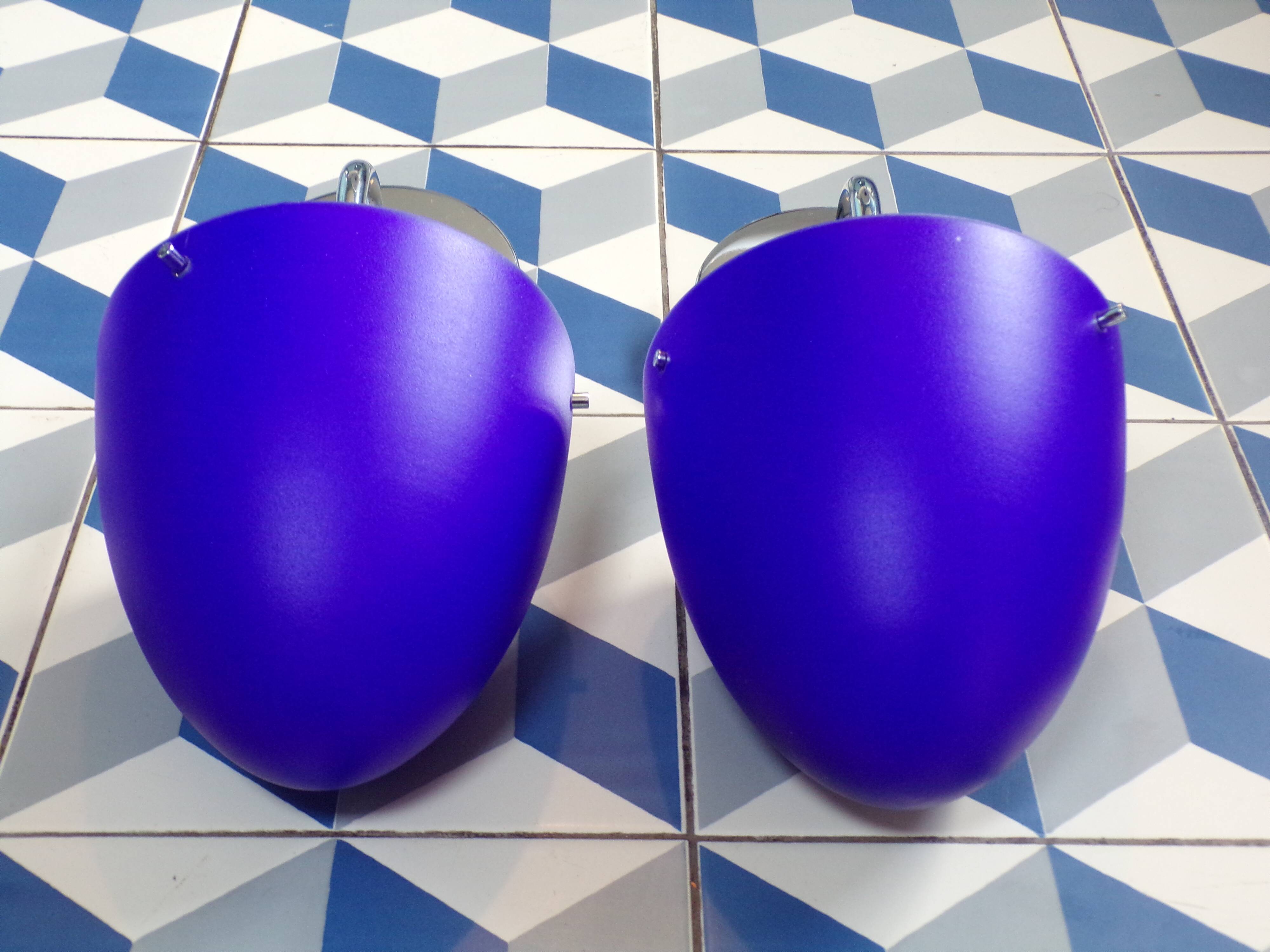 Pair of blue opaline sconces