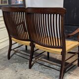 English mahogany straw bench
