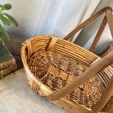 Wicker, bamboo and wood basket
