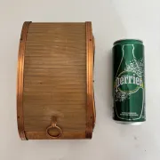 Vintage cigarette dispenser 1960 curtain box wood copper - 21 x 12 cm