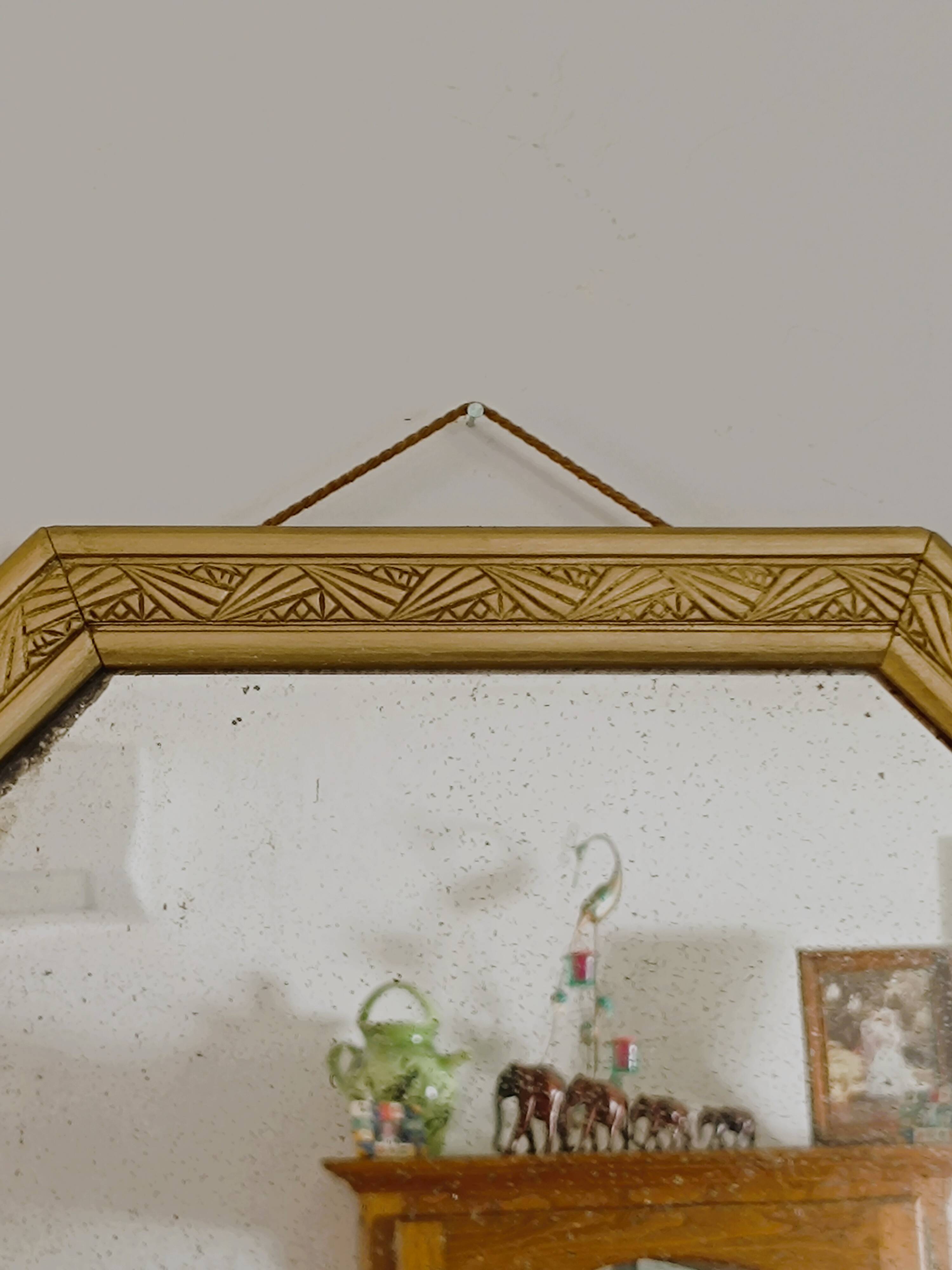 Small octagonal art nouveau mirror