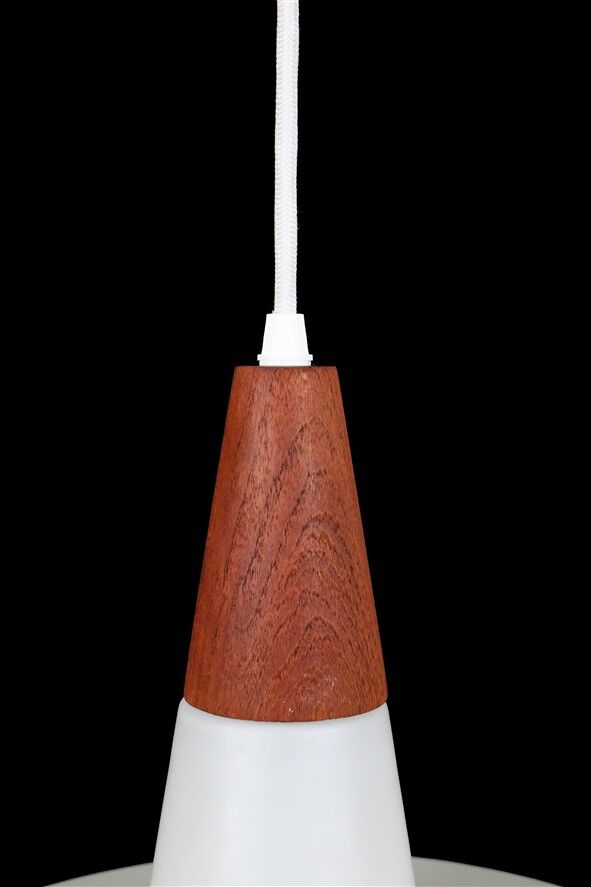 Rare Ernst Voss pendant lamp / glass / teak / aluminium / mid-century Danish modern design / 1960s