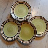 7 old stoneware flat plates