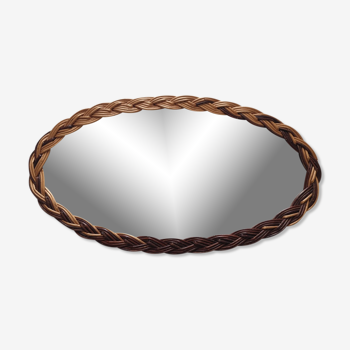 Miroir en rotin vintage breuillot