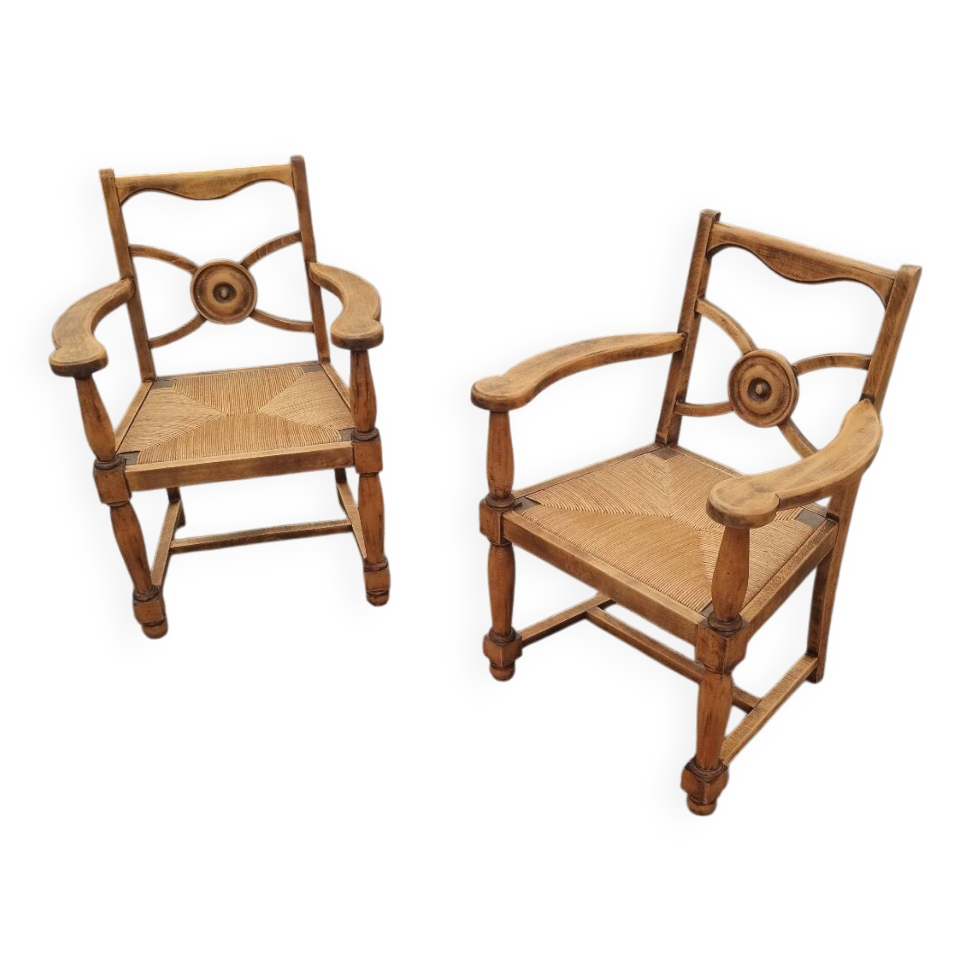 Pair of antique vintage Louis XVI style armchairs