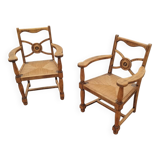 Pair of antique vintage Louis XVI style armchairs