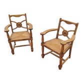 Pair of antique vintage Louis XVI style armchairs