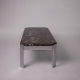 c. 1980 - Coffee table in Breccia marble and chrome - France