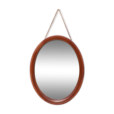 Miroir oval vintage, miroir à suspendre, miroir bois marqueté , miroir mural, décoration murale