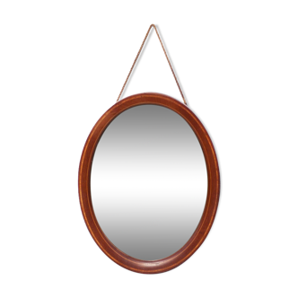 Miroir oval vintage, miroir à suspendre, miroir bois marqueté , miroir mural, décoration murale