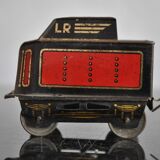 Tin litho brand LR spring-loaded toy locomotive