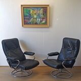 Scandinavian design leather armchairs 70s