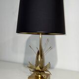 Lampe nénuphar en bronze et laiton attribuée à la Maison Charles. Vers 1970