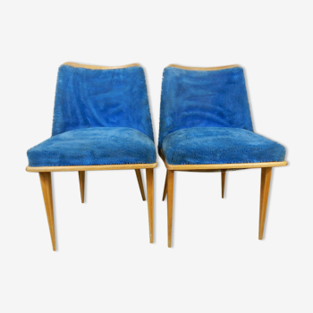 Paire de fauteuils bleu années 50/60