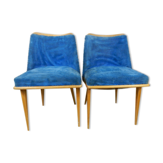 Paire de fauteuils bleu années 50/60