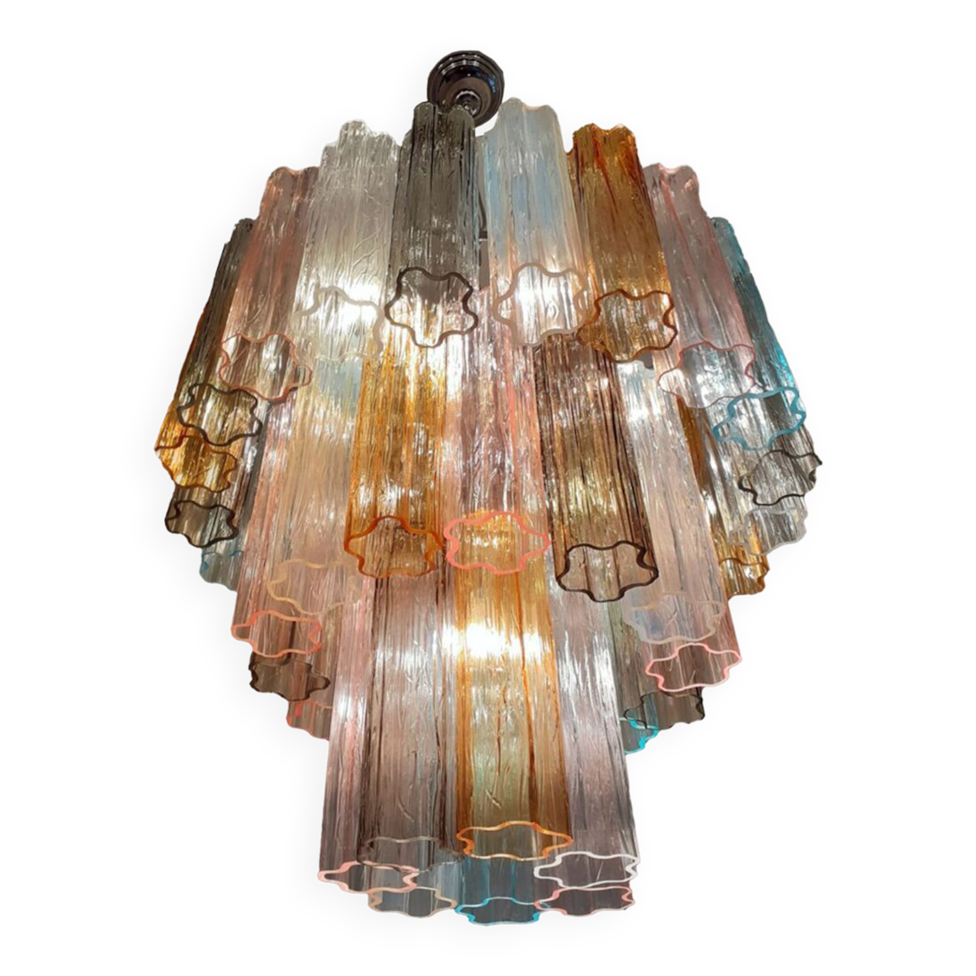 Multicolor “tronchi” murano glass chandelier