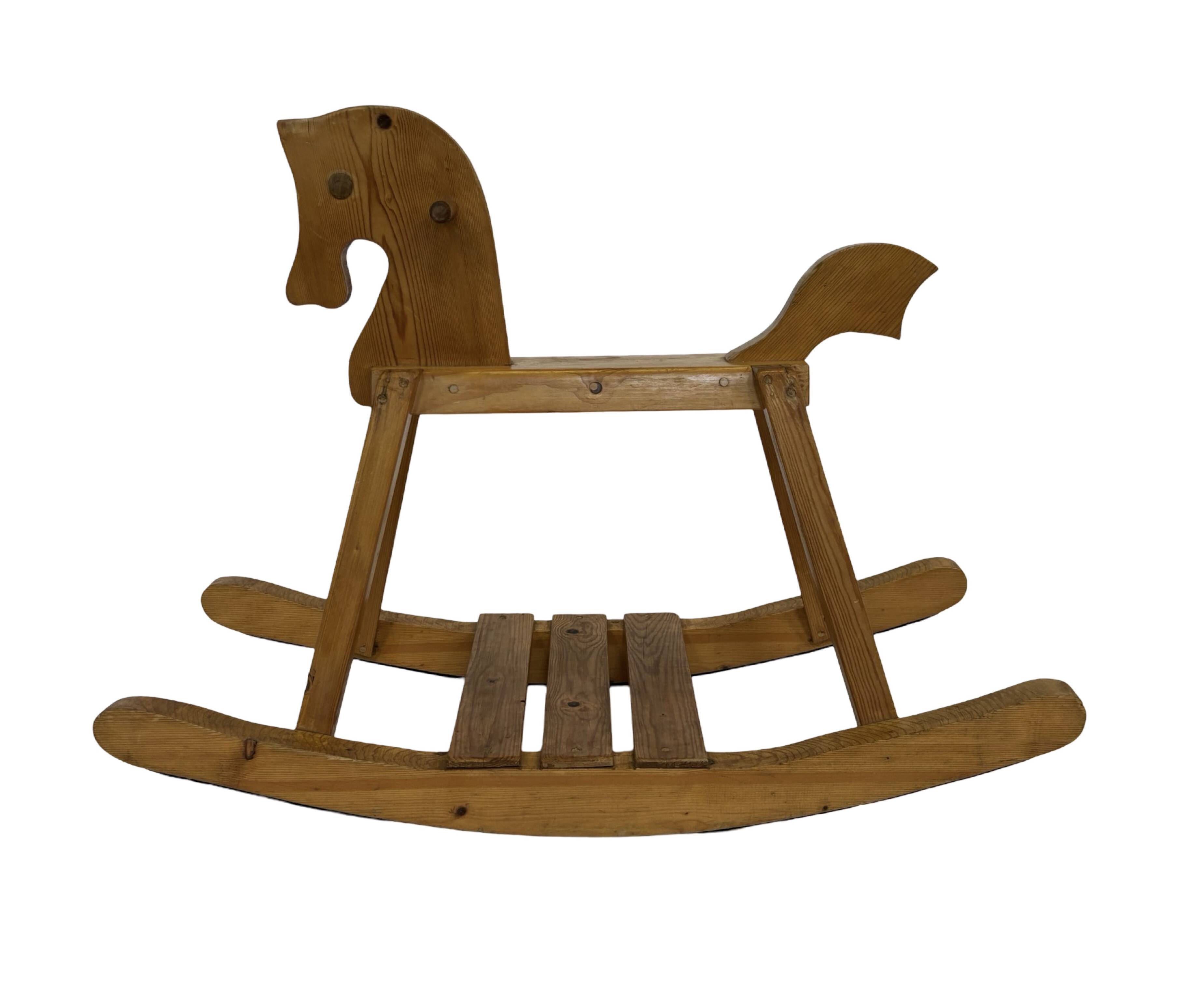Vintage rocking horse 60s pinewood design minimalist design