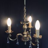 Lustre à 3 lumières bronze et cristal