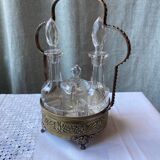 Vinaigriers ancien verre et métal ajouré