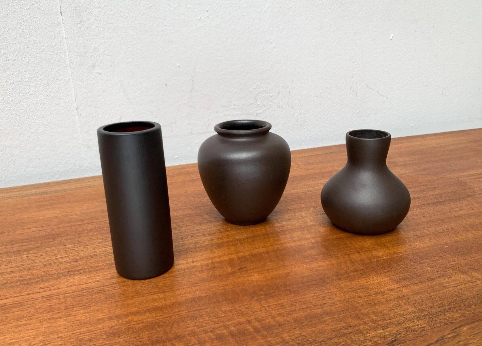 Minimalist German ceramic vases from the mid-century, Wormser Terra-Sigillata, 1960s, set of 3.