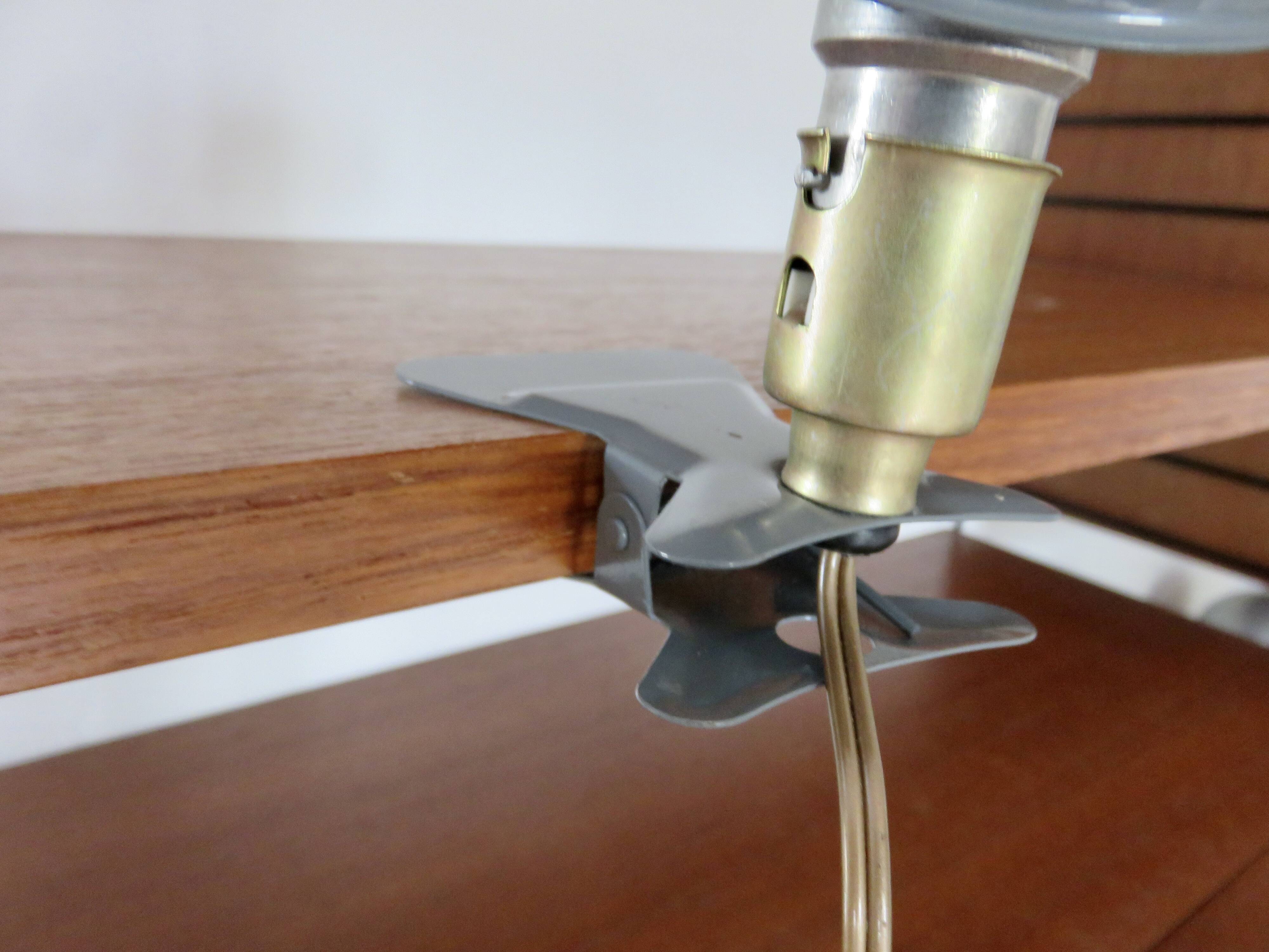 Clamp mushroom lamp, new from old stock, aluminium, 1970s.