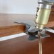 Clamp mushroom lamp, new from old stock, aluminium, 1970s.