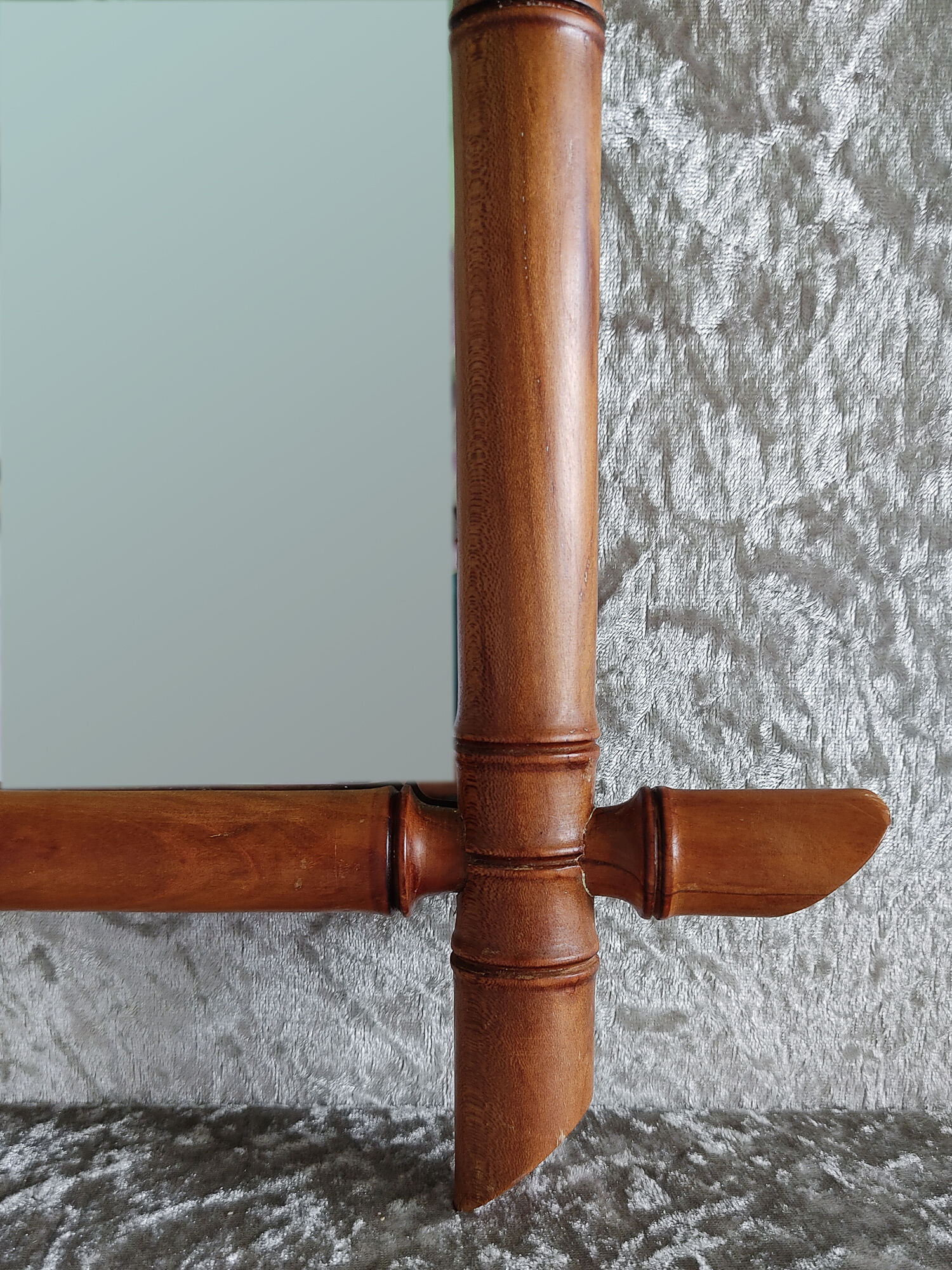 Wooden mirror imitation bamboo from the 1900s/1920s 45x58cm