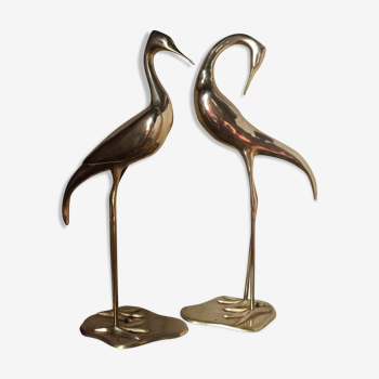 Pair of herons in brass
