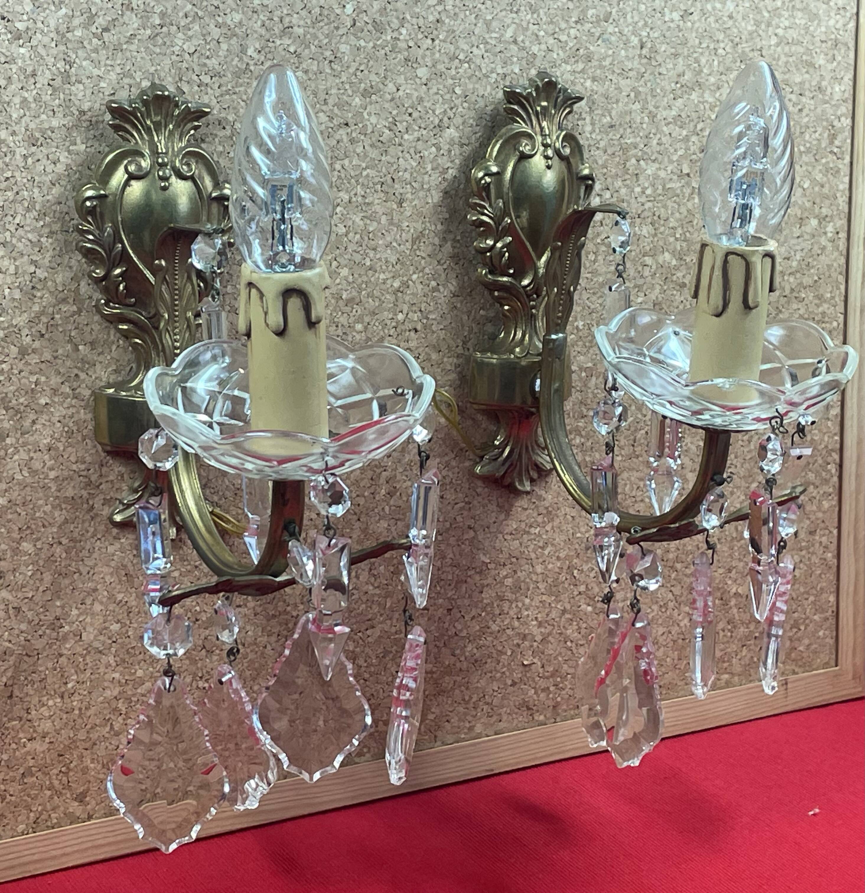 Pair of Baroque Gilt Bronze Sconces with Tassels
