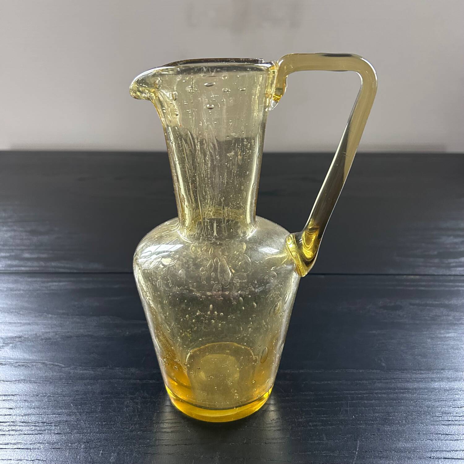 Bubbled glass style amber carafe