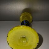 Soliflore jaune torsadé de verre bleu des années 60/70