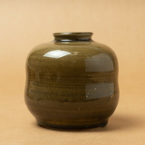 vase émail vert craquelé signé kiseto vintage 1970