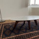 Marble and rosewood coffee table, designed by Hugues Poignant for Roche Bobois